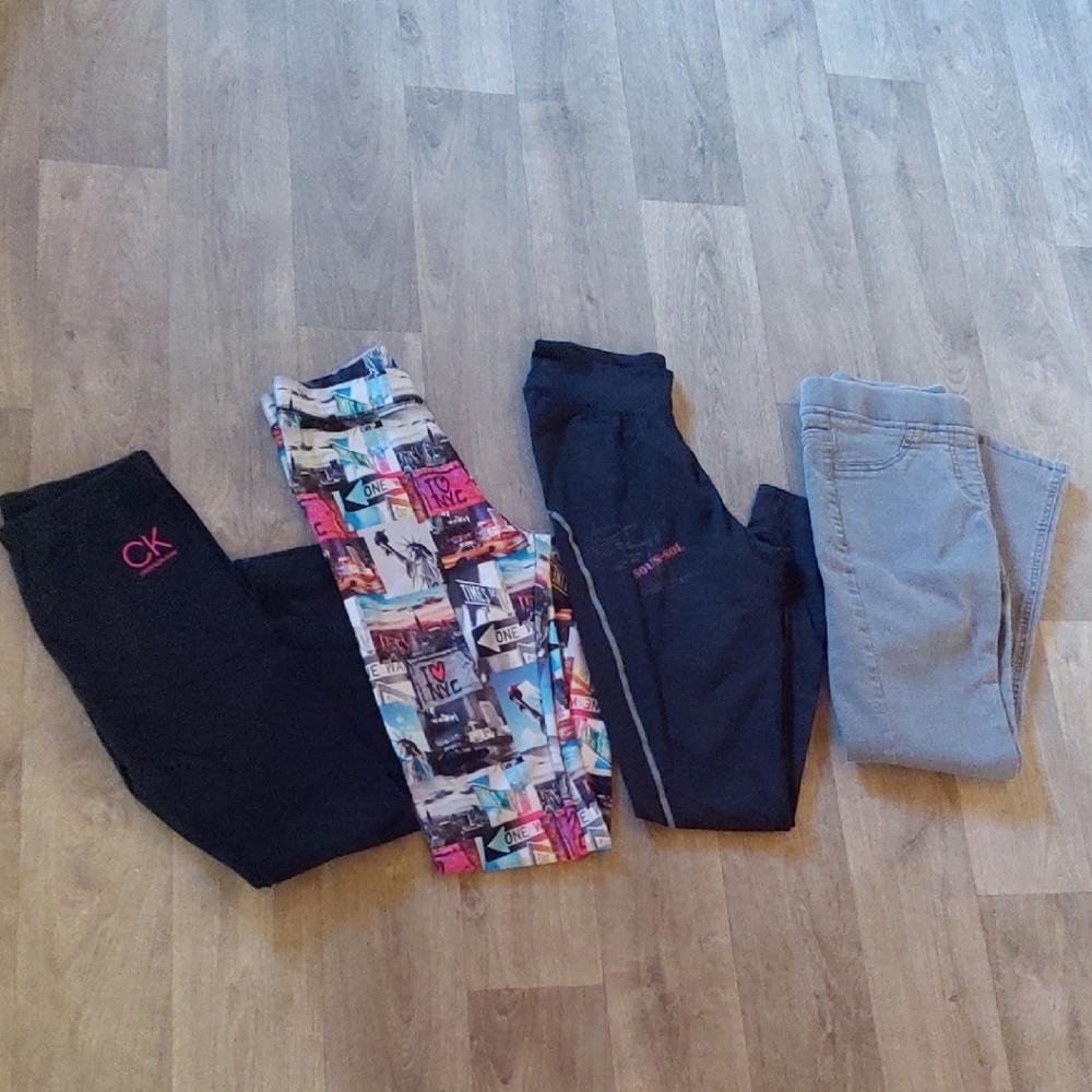 Girls Size 10-12 Girls Multicolor and Black Gray Leggings Set